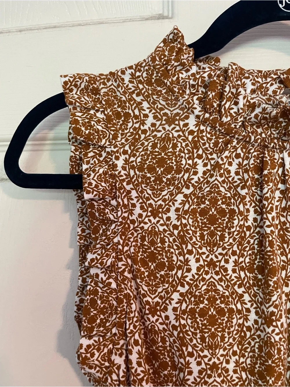 Biden Sleeveless Brown & White Printed Midi Dress - Size 10L - Picture 4 of 5
